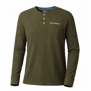 Columbia Men’s Waffle Knit Henley Long Sleeve Green Size M NWT